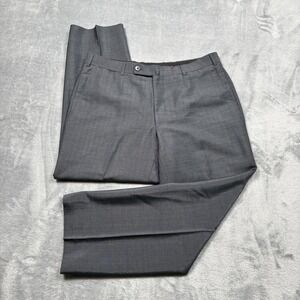 ISAIA Napoli 34x27 Men's 60% Mohair Wool Dress Pants Gray Blue Plaid Italy*